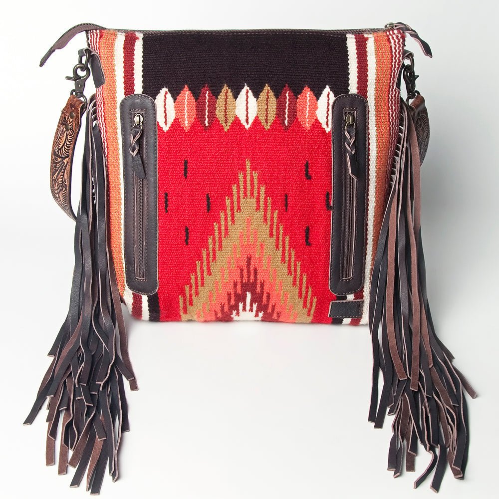American Darling Signature Crossbody Hand Tooled Upcycled Wool Genuine Leather