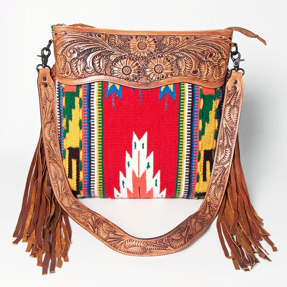 American Darling Signature Crossbody Hand Tooled Upcycled Wool Genuine Leather Women Bag Western Handbag Purse | for Cute