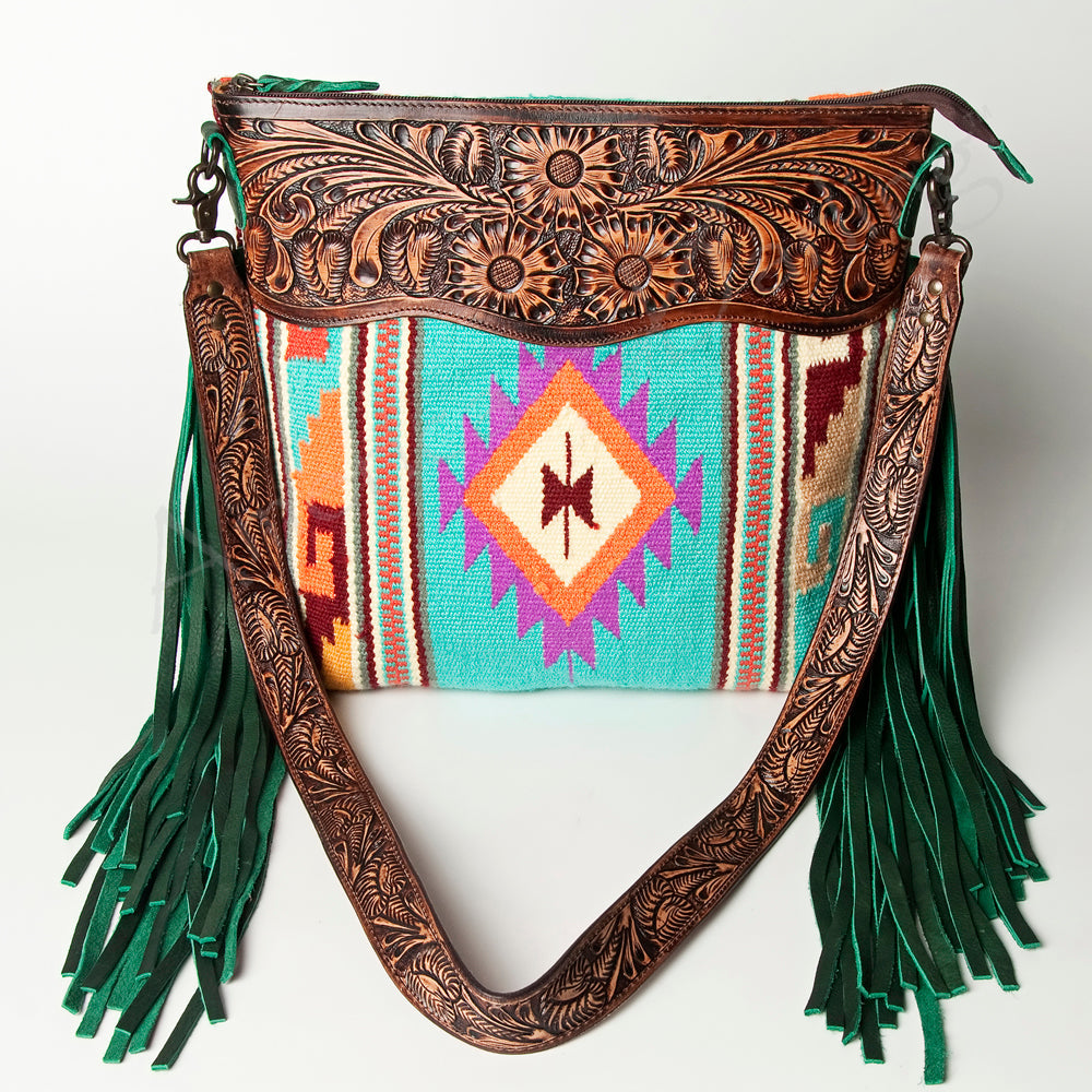 American Darling Signature Crossbody Hand Tooled Upcycled Wool Genuine Leather Women Bag Western Handbag Purse | for Cute