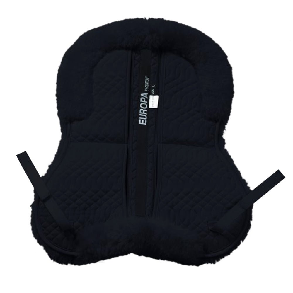 DeepJetBlack Sheepskin Half Pad With Four Shims For Saddle ComfortAndSupport 16.5 17