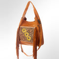 American Darling Hobo Bag Hand Tooled Floral Carved Genuine Leather Western Purse with Buck Stitched Trim & YKK Zipper