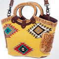 American Darling Cross body Bag Hair-On Cowhide Genuine Leather Western Purse with Hand Tooled Floral Carved Trim