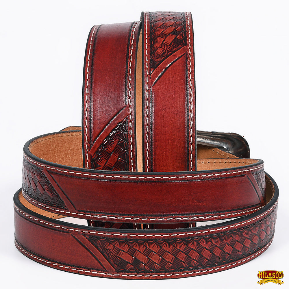 HILASON Western Genuine Leather Belt for Men Women Cowboy Cowgirl Handmade Unisex Full Grain Heavy Duty Engraved Buckle Belt