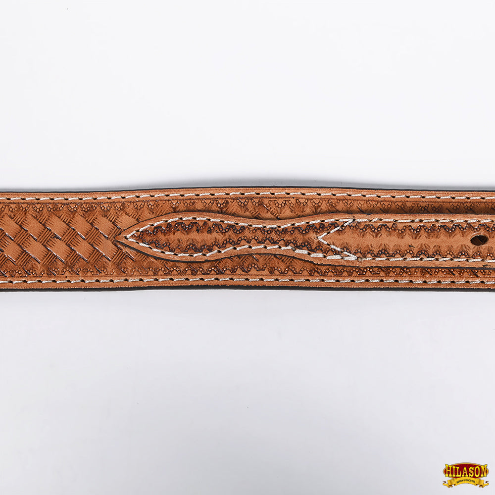 36 In Hilason Basketweave Western Leather Mens Womens Ranger Belt Tan