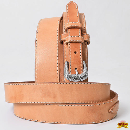 38 In Hilason Basketweave Western Leather Mens Womens Ranger Belt Tan