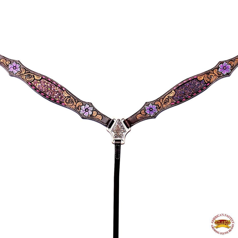 Hand-Carved Leather Western Headstall And Breast Collar Set For Training And Showing
