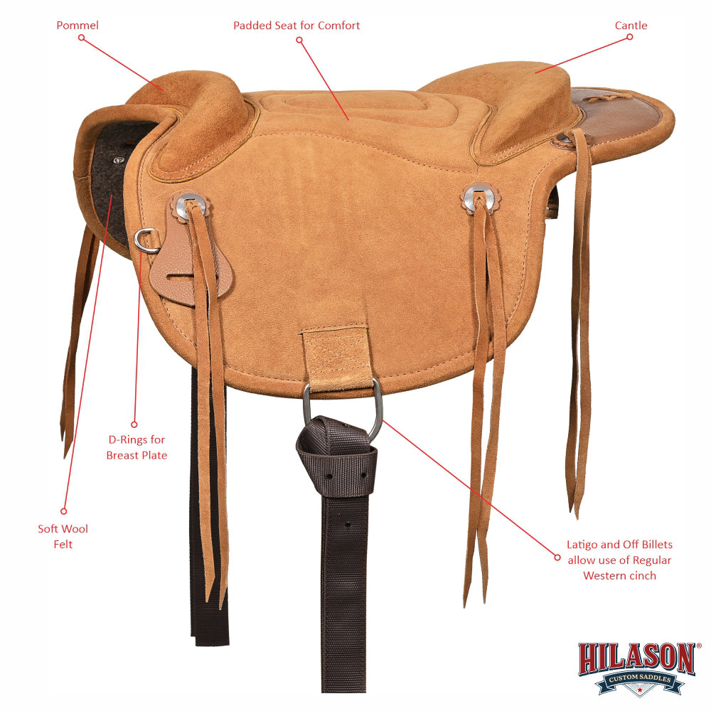 HILASON Western Baretek Bareback Pad Horsemanship Treeless Leather Black | Saddle Riding for Horses
