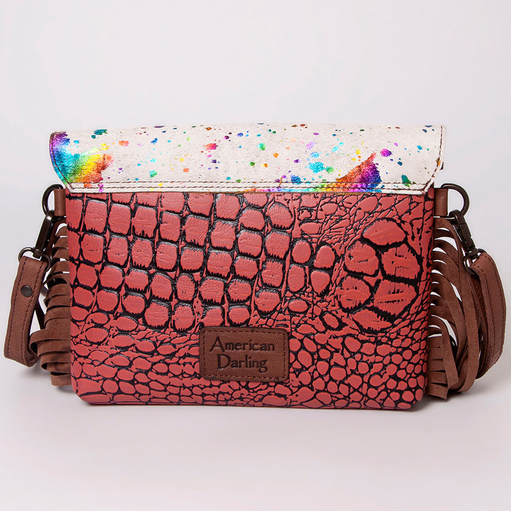 American Darling Hair-On Crocodile Embossed Genuine Leather Bag