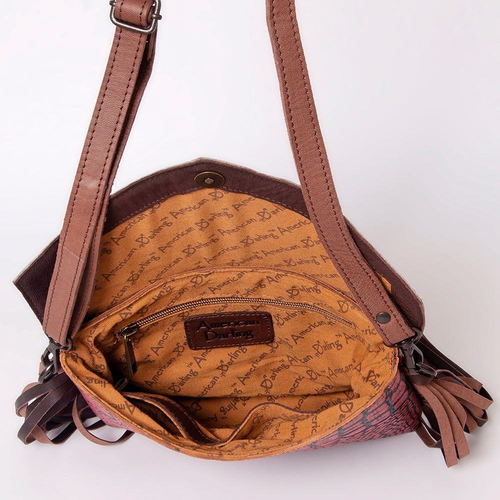 American Darling Hair-On Crocodile Embossed Genuine Leather Bag