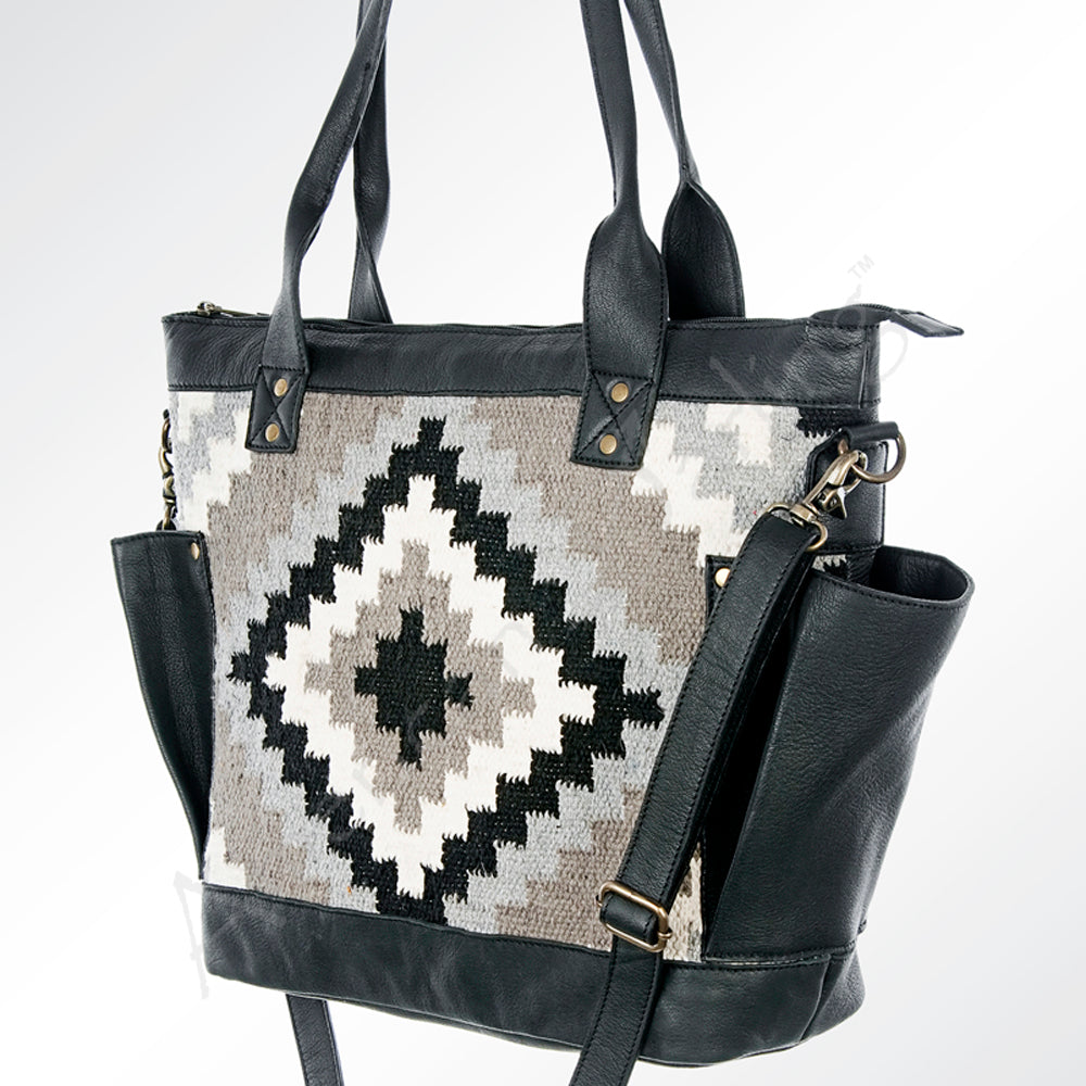 American Darling Tote Upcycled Wool Genuine Leather