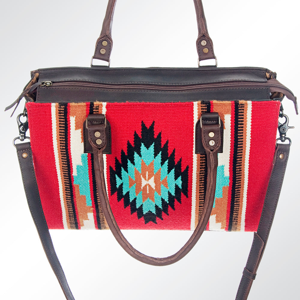 American Darling Tote Saddle Blanket Fabric Genuine Leather Western Women Bag Handbag Purse | for College Casual Travel Bags