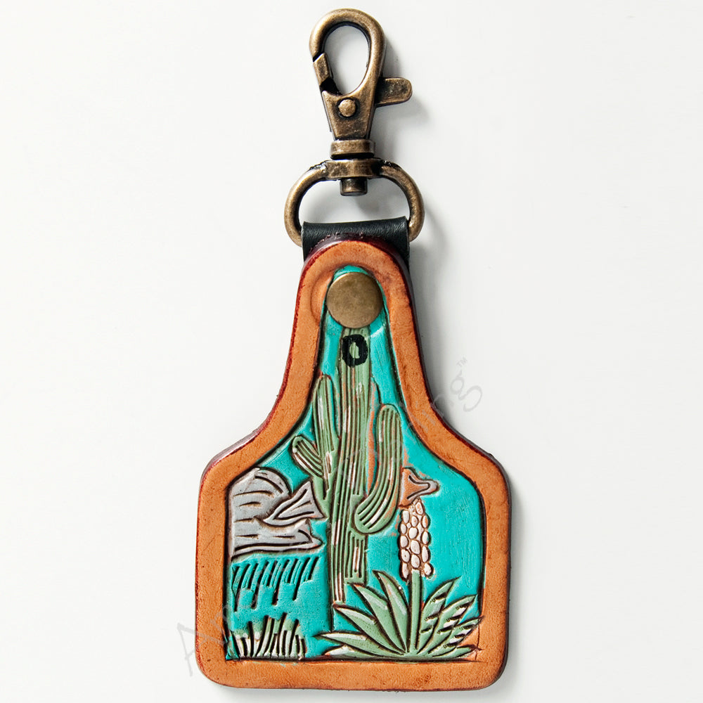 American Darling ADKR167 Hand Tooled Carved Genuine Leather Keyring