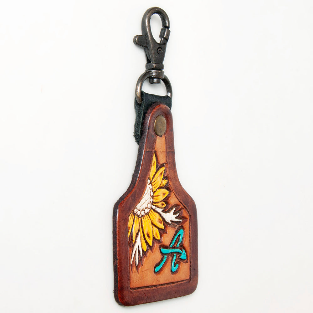American Darling ADKR214 Hand Tooled Carved Genuine Leather Keyring