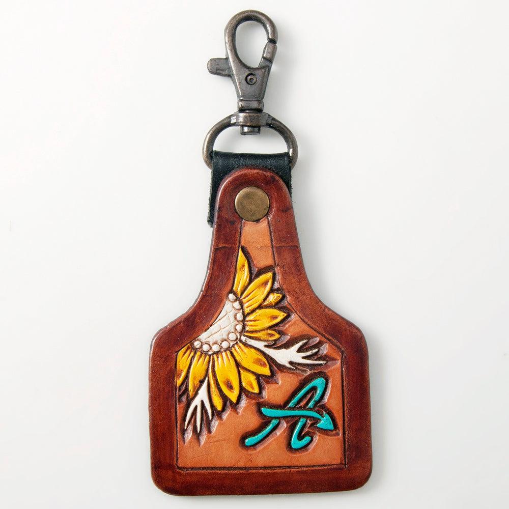 American Darling ADKR171 Hand Tooled Carved Genuine Leather Keyring