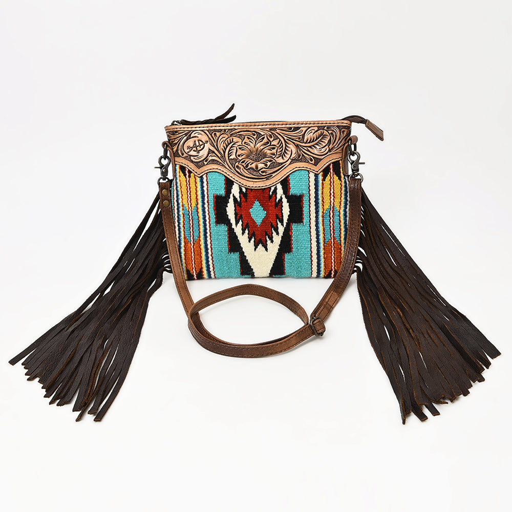 American Darling CrossBody Bag Saddle Blanket Fabric Genuine Leather Western Women Handbag Purse | for Cute Travel