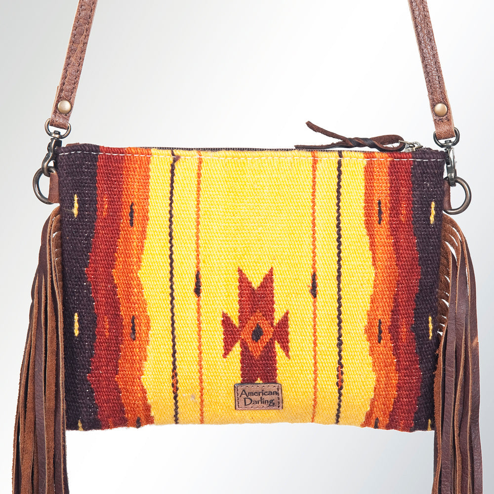 American Darling CrossBody Bag Saddle Blanket Fabric Genuine Leather Western Women Handbag Purse | for Cute Travel