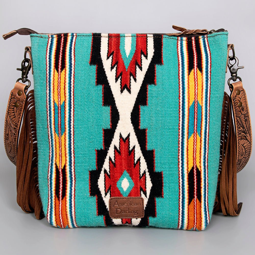 American Darling Signature Crossbody Hand Tooled Saddle Blanket Genuine Leather