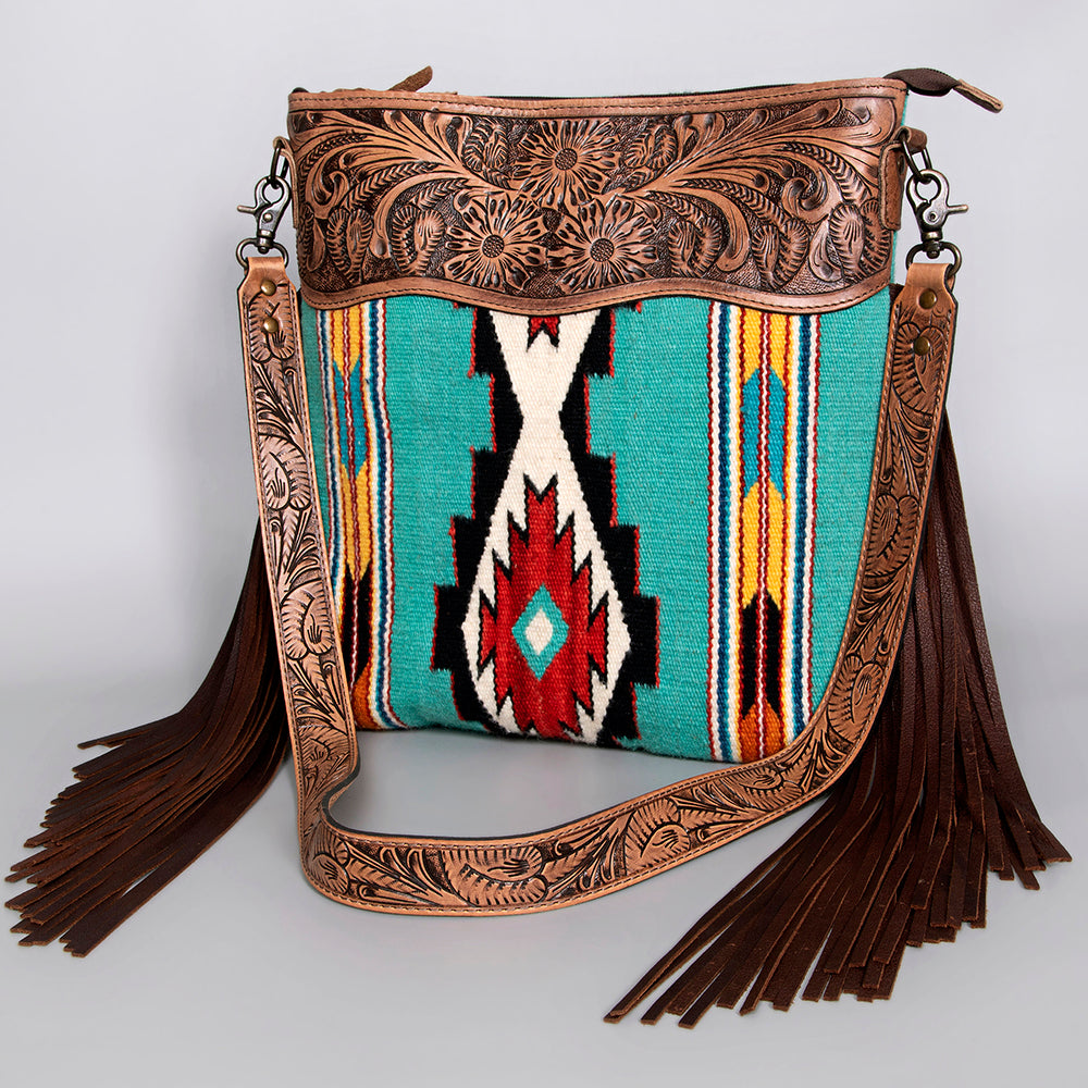 American Darling Signature Crossbody Hand Tooled Saddle Blanket Genuine Leather