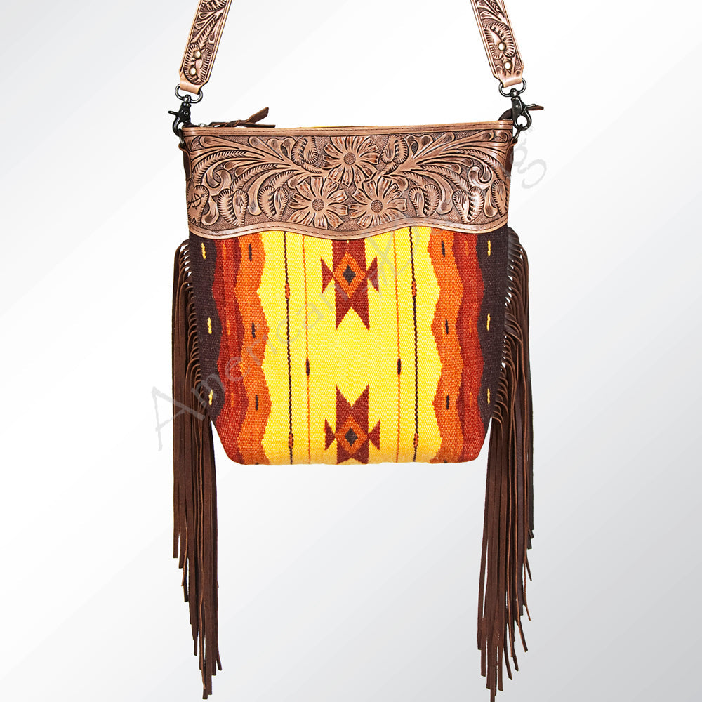 American Darling Signature Crossbody Hand Tooled Saddle Blanket Genuine Leather