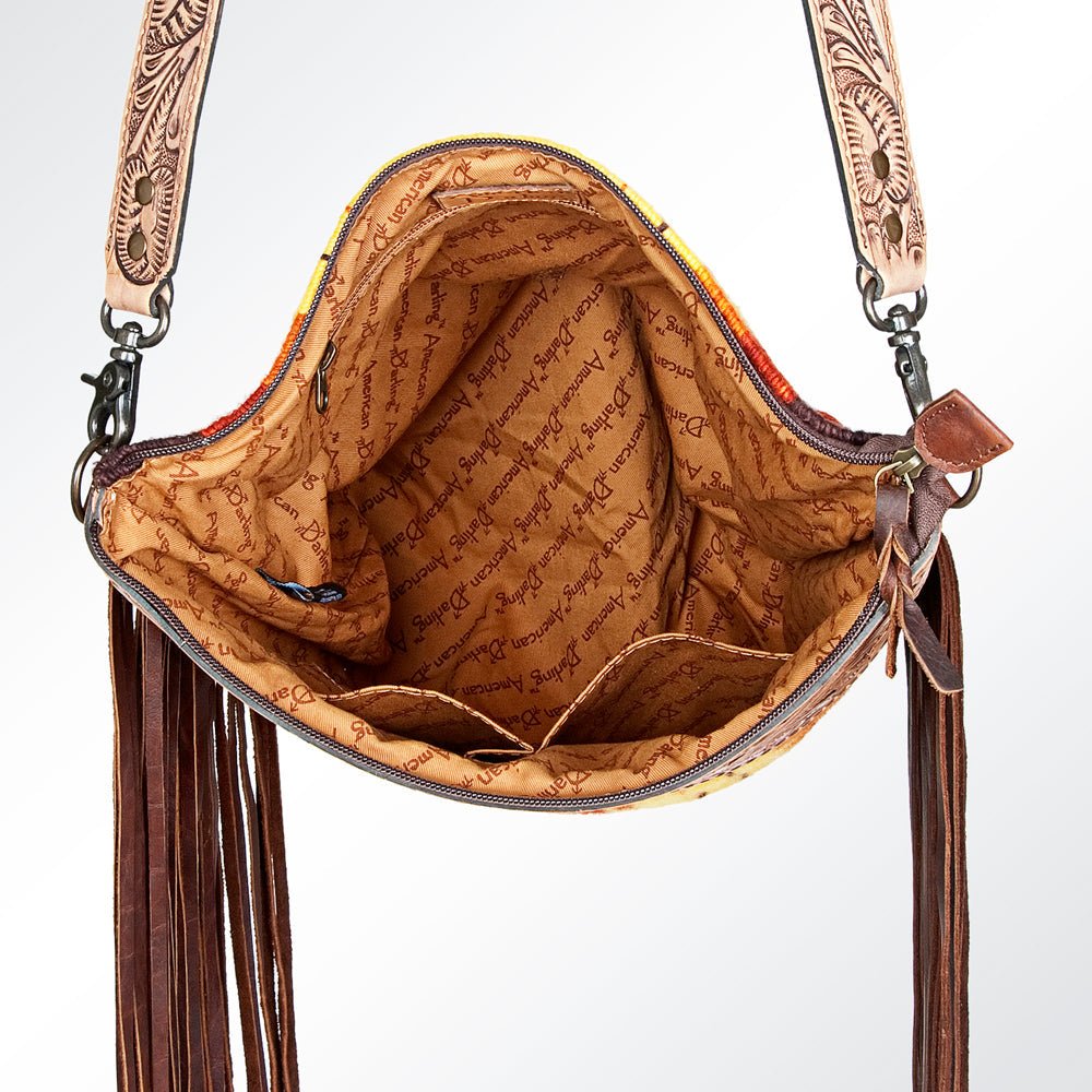 American Darling Signature Crossbody Hand Tooled Saddle Blanket Genuine Leather