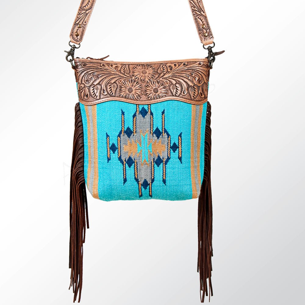 American Darling Signature Crossbody Hand Tooled Saddle Blanket Genuine Leather