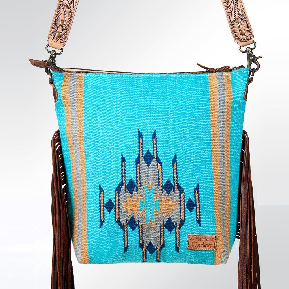 American Darling Signature Crossbody Hand Tooled Saddle Blanket Genuine Leather