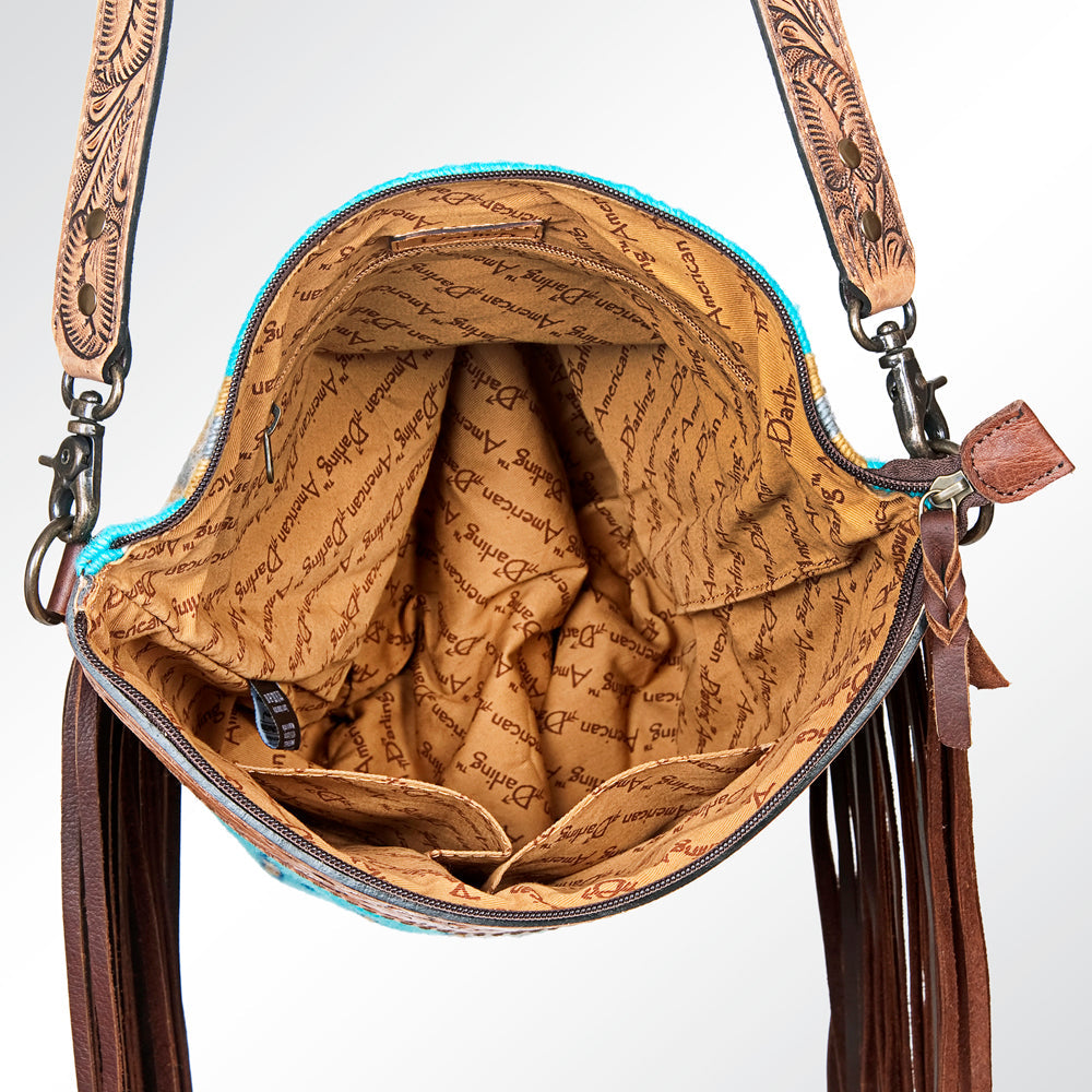 American Darling Signature Crossbody Hand Tooled Saddle Blanket Genuine Leather