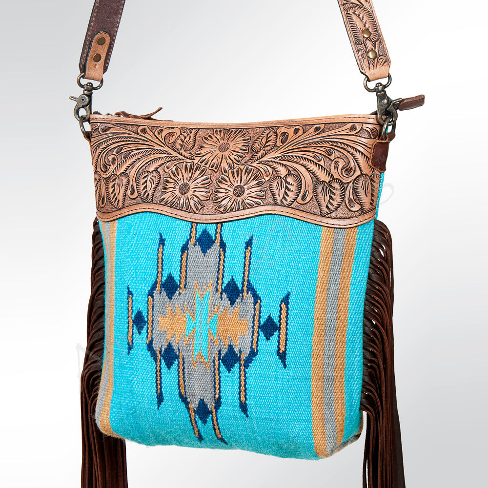 American Darling Signature Crossbody Hand Tooled Saddle Blanket Genuine Leather