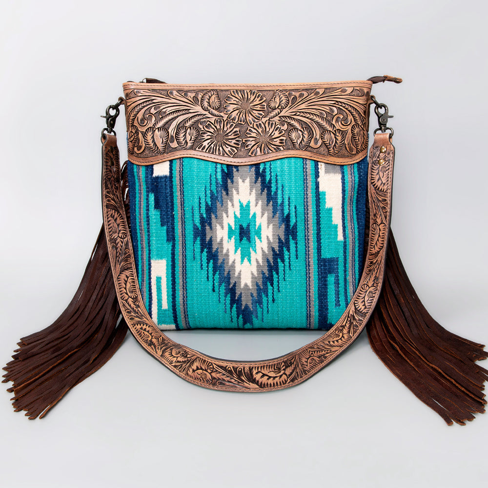American Darling Signature Crossbody Hand Tooled Saddle Blanket Genuine Leather