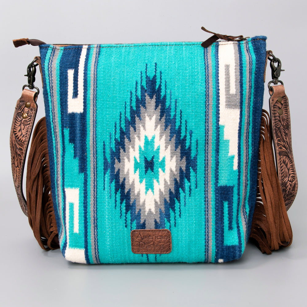 American Darling Signature Crossbody Hand Tooled Saddle Blanket Genuine Leather