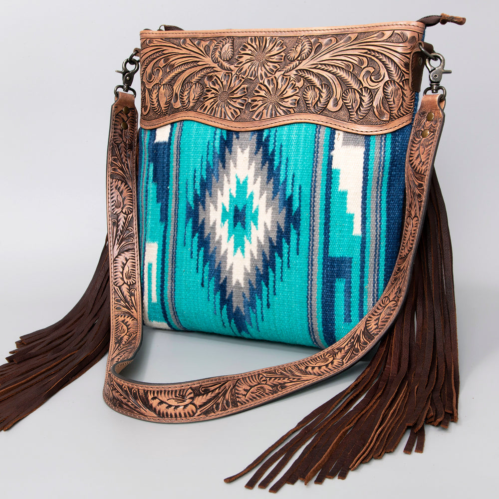 American Darling Signature Crossbody Hand Tooled Saddle Blanket Genuine Leather