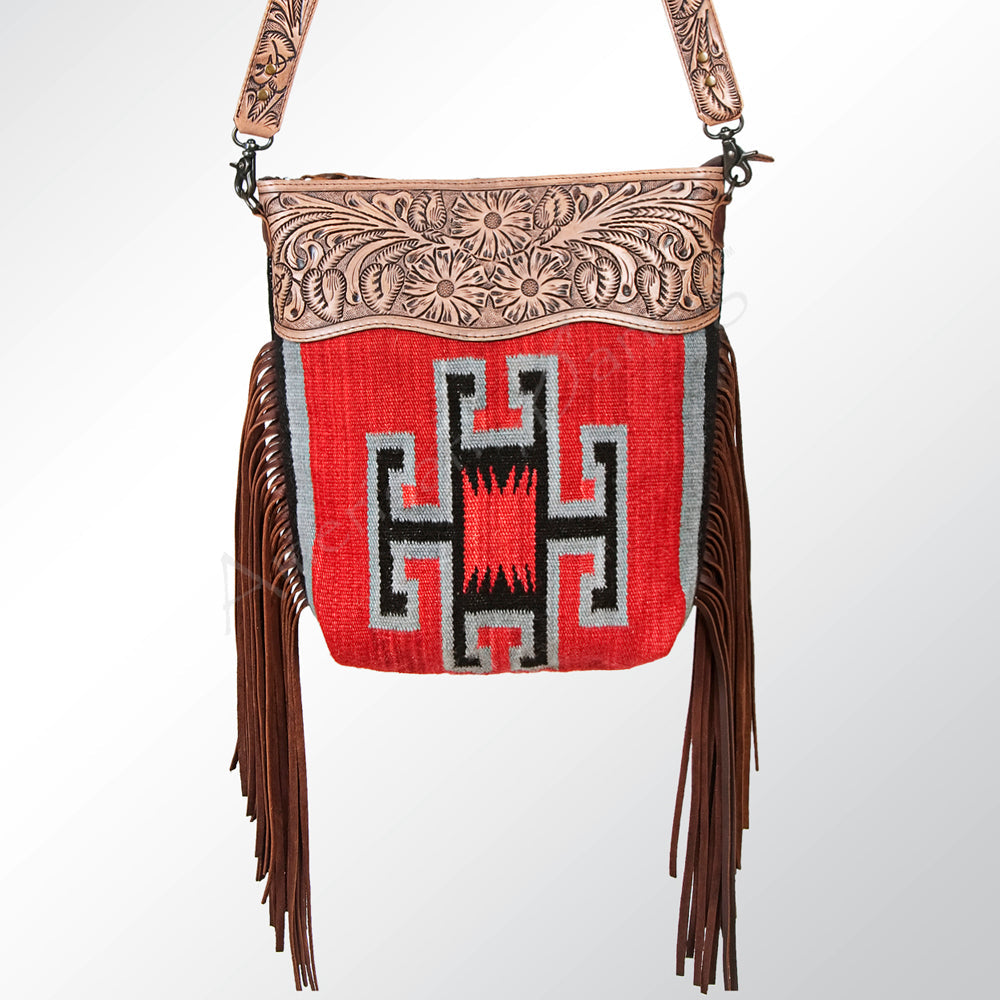 American Darling Signature Crossbody Hand Tooled Saddle Blanket Genuine Leather