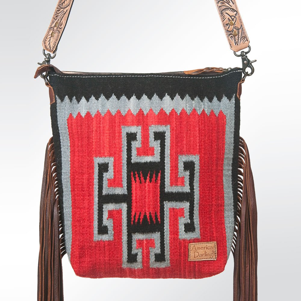 American Darling Signature Crossbody Hand Tooled Saddle Blanket Genuine Leather