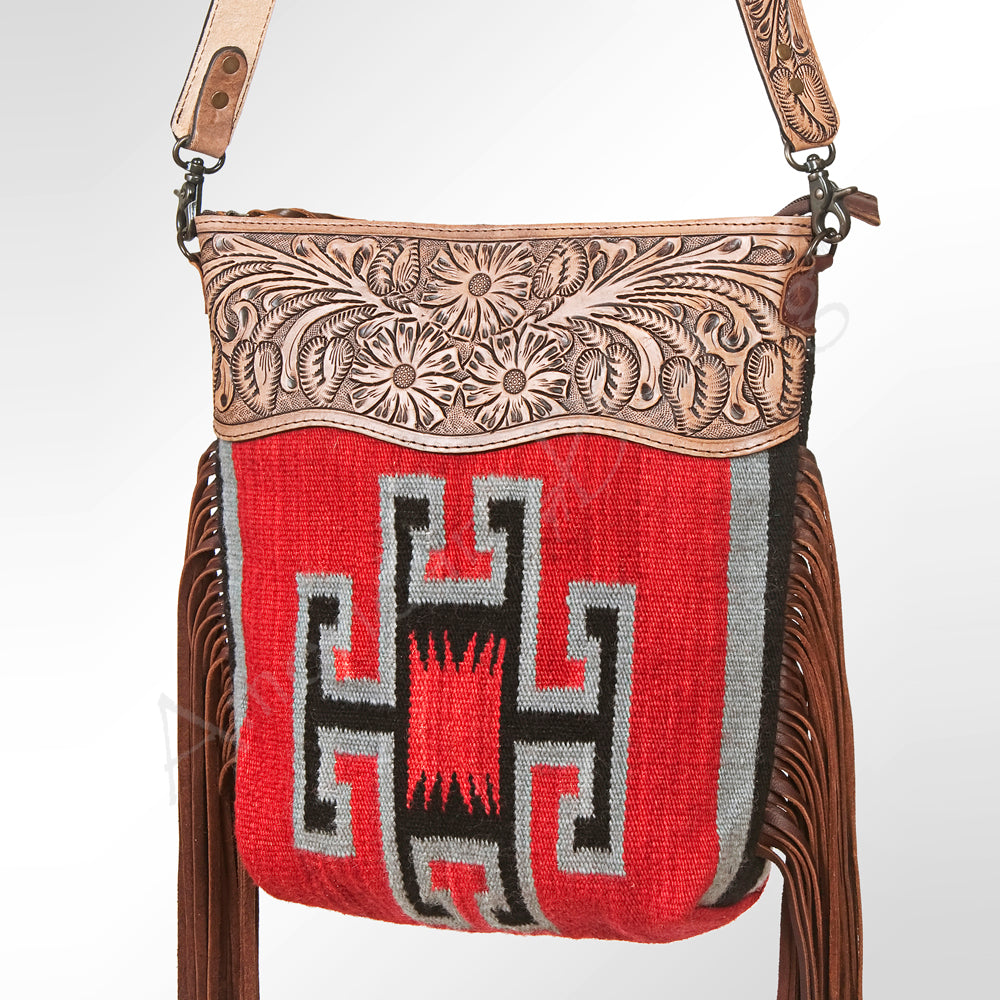 American Darling Signature Crossbody Hand Tooled Saddle Blanket Genuine Leather