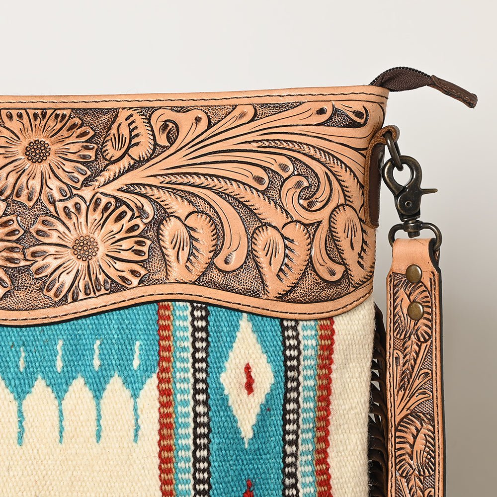 American Darling Signature Crossbody Hand Tooled Saddle Blanket Genuine Leather