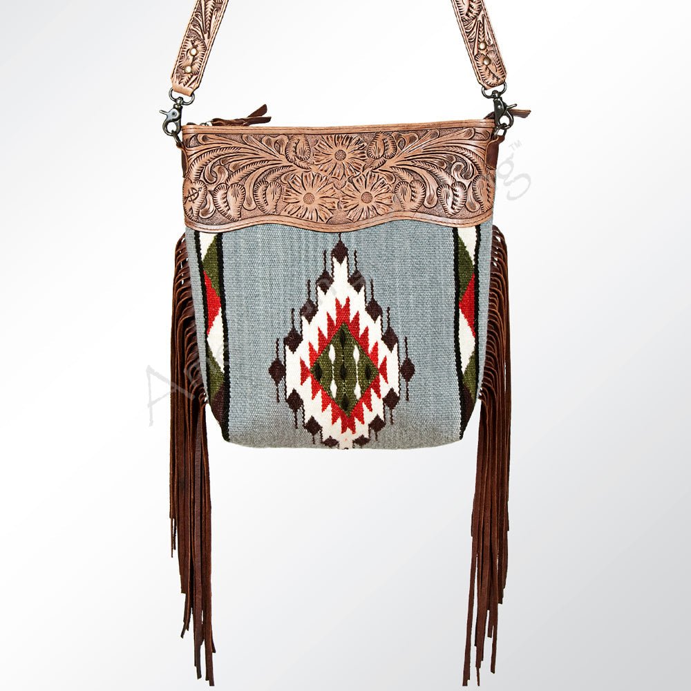 American Darling Signature Crossbody Hand Tooled Saddle Blanket Genuine Leather