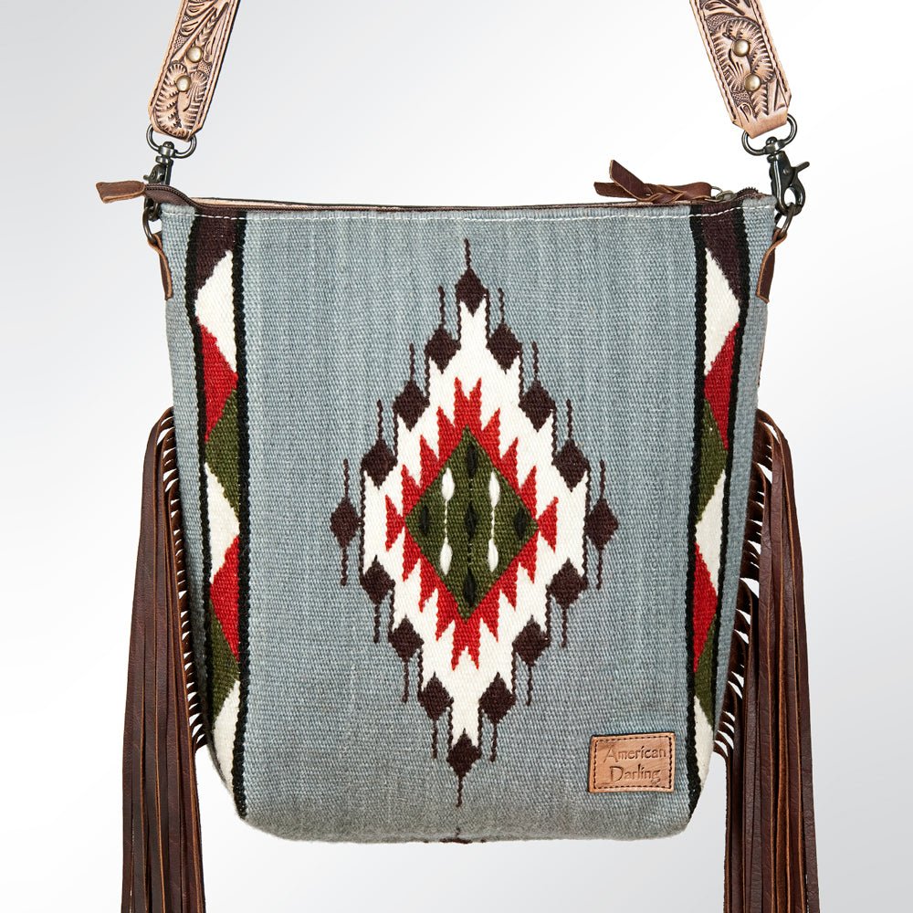 American Darling Signature Crossbody Hand Tooled Saddle Blanket Genuine Leather