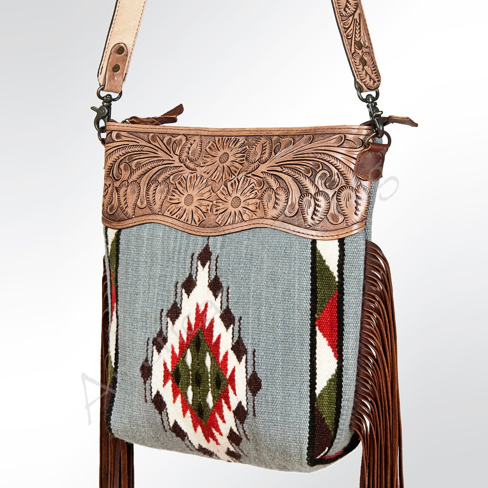 American Darling Signature Crossbody Hand Tooled Saddle Blanket Genuine Leather