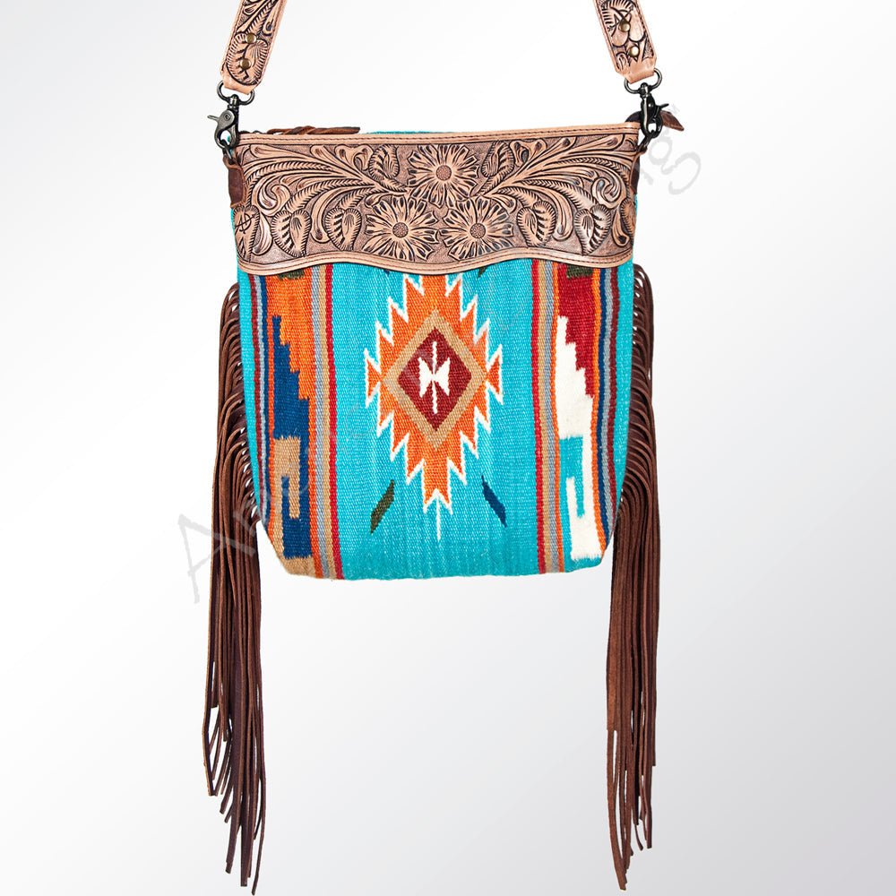 American Darling Signature Crossbody Hand Tooled Saddle Blanket Genuine Leather