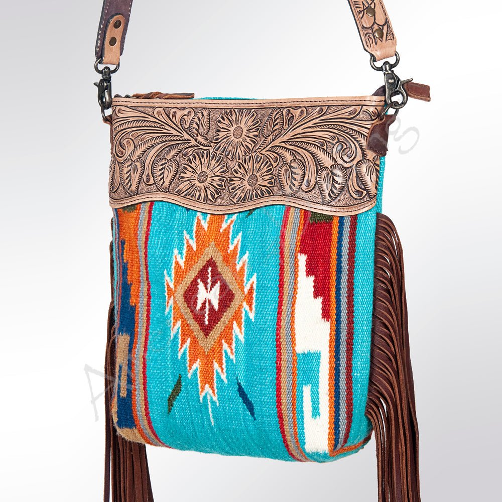 American Darling Signature Crossbody Hand Tooled Saddle Blanket Genuine Leather