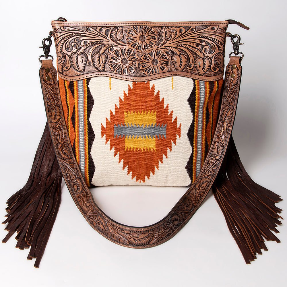 American Darling Signature Crossbody Hand Tooled Saddle Blanket Genuine Leather