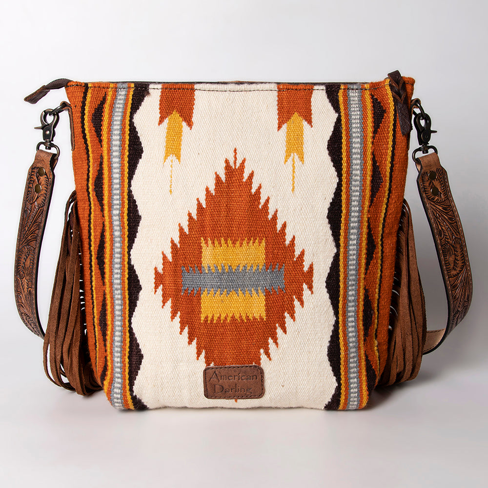 American Darling Signature Crossbody Hand Tooled Saddle Blanket Genuine Leather