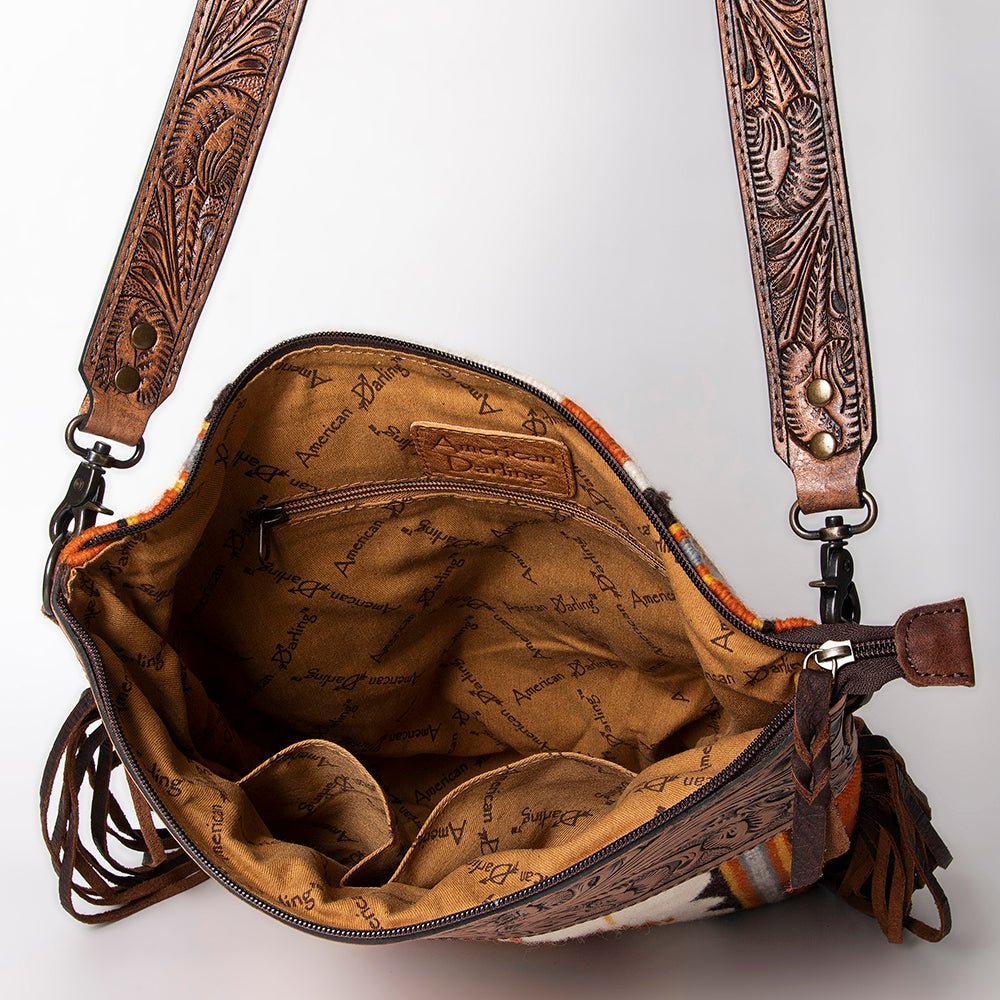 American Darling Signature Crossbody Hand Tooled Saddle Blanket Genuine Leather