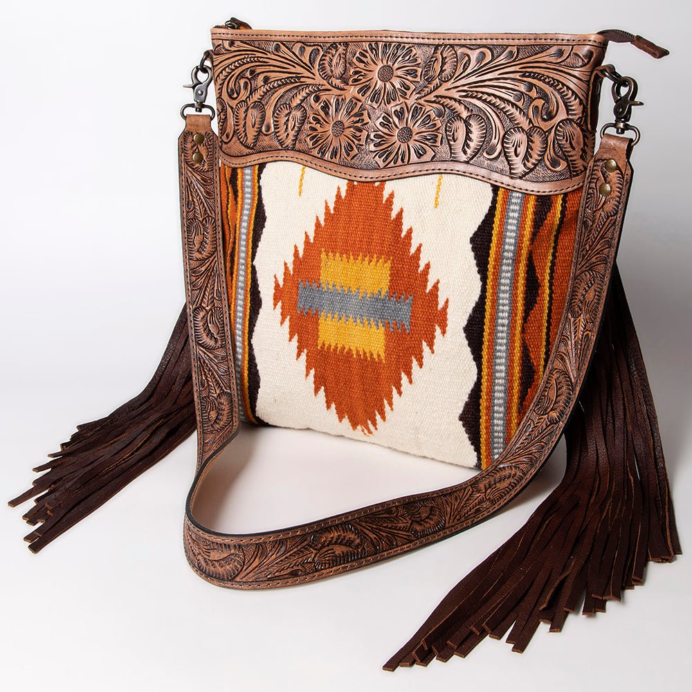 American Darling Signature Crossbody Hand Tooled Saddle Blanket Genuine Leather