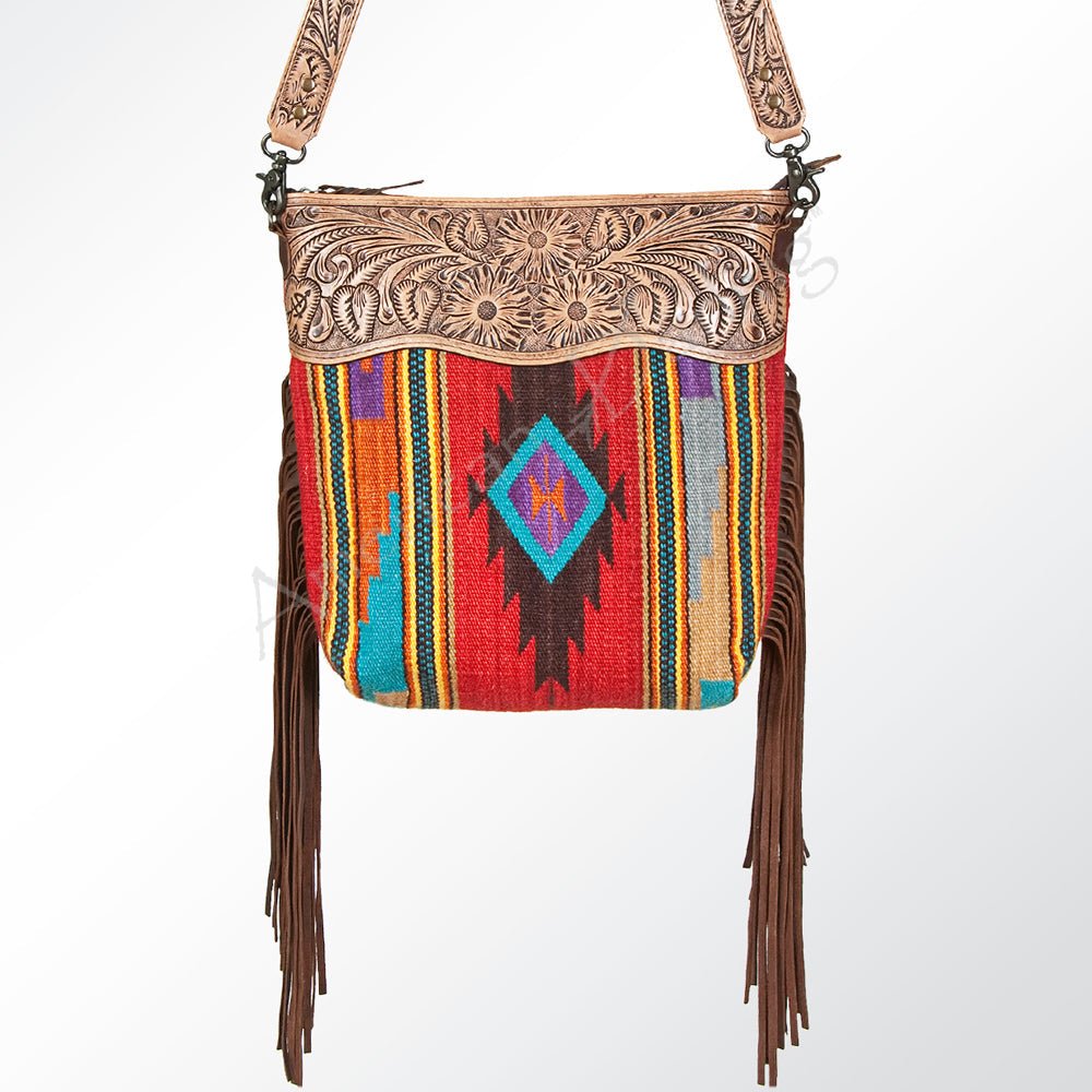 American Darling Signature Crossbody Hand Tooled Saddle Blanket Genuine Leather