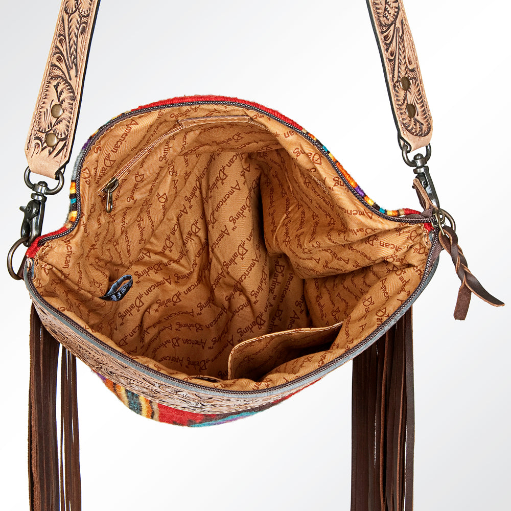 American Darling Signature Crossbody Hand Tooled Saddle Blanket Genuine Leather