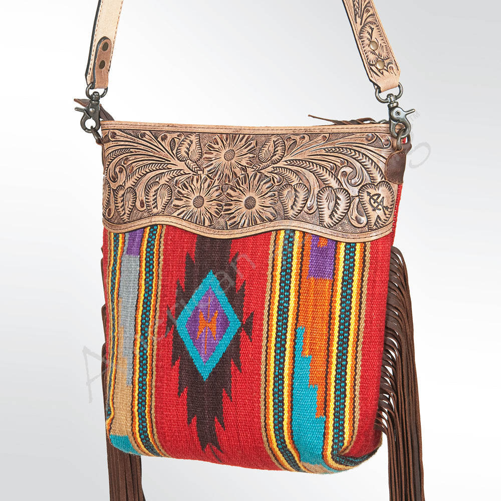 American Darling Signature Crossbody Hand Tooled Saddle Blanket Genuine Leather