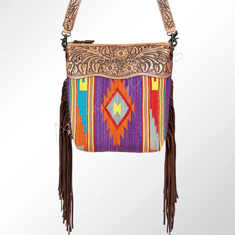 American Darling Signature Crossbody Hand Tooled Saddle Blanket Genuine Leather