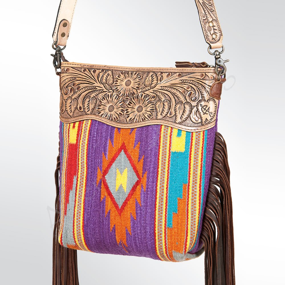 American Darling Signature Crossbody Hand Tooled Saddle Blanket Genuine Leather