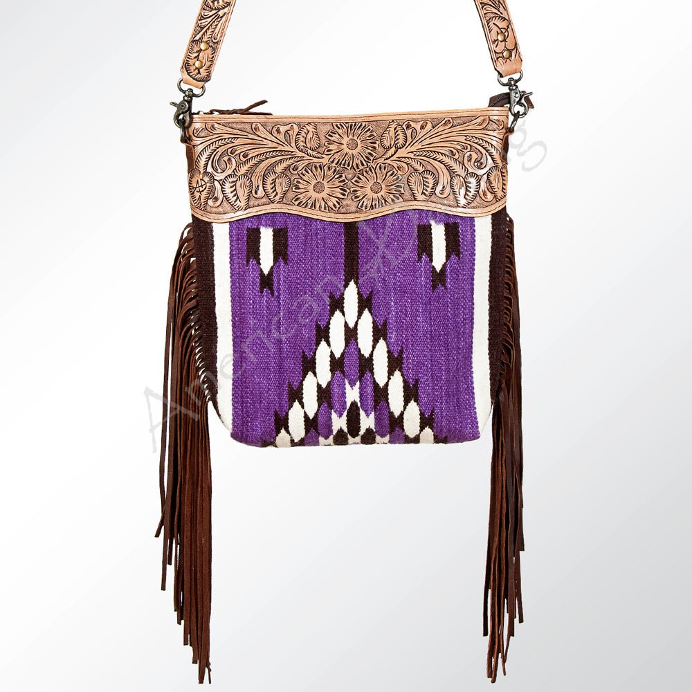 American Darling Signature Crossbody Hand Tooled Saddle Blanket Genuine Leather